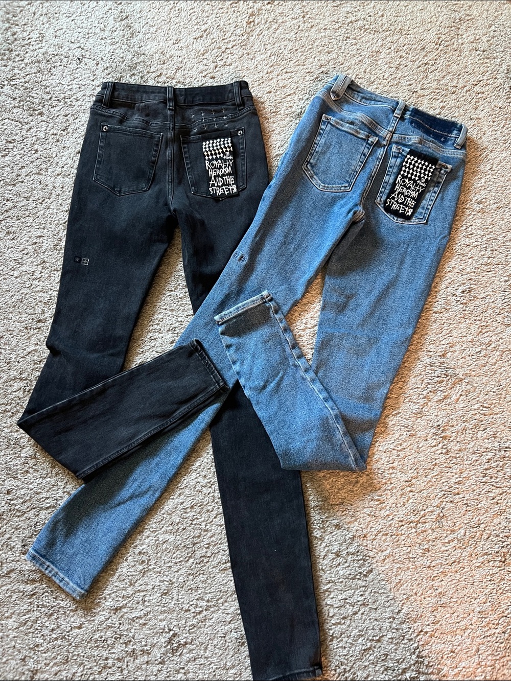 Ksubi Black & Blue Skinny Jeans Pair size 22 Can fit Women/ Girls and Boys